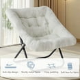 thumbnail image 3 of Gianna Comfy Chair for Adults, Soft Faux Fur Folding Lounge for Bedroom Living Room Dorm Rooms Flexible Reading Chair for Teens, Large Size Foldable，Square-White, 3 of 5