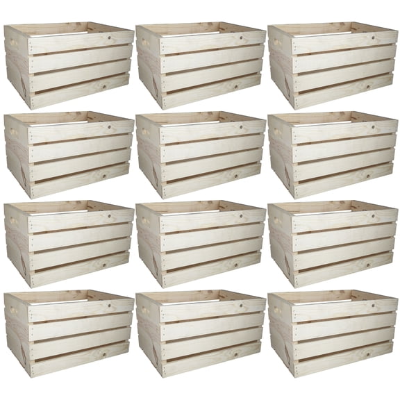 Large Wooden Crates by Make Market - Unfinished Wood Crate for Storage - Decorative Display - Arts & Crafts - Made of 100% Wood - Bulk 12 Pack