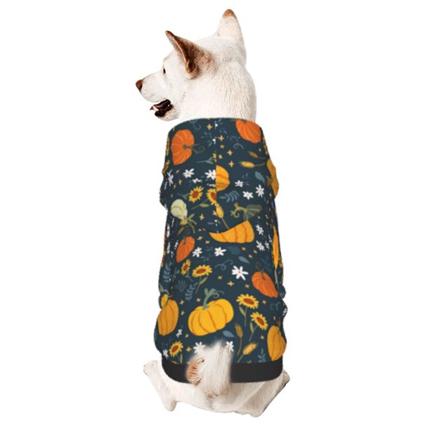 Fotbe Pumpkin Sudadera con Estampado para Perros Pequeños – Suéter con Capucha para Mascotas, Tela Suave de Forro Polar con Bolsillo-Medium