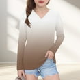 thumbnail image 2 of zbxnLI Girls V Neck Long Sleeve Shirts Teen Girls Gradient Graphic T-Shirts Casual Loose Basic Tees, 2 of 8