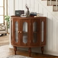 thumbnail image 3 of WIRRYTOR Fluted Wooden Farmhouse Sideboard Buffet Console Dining Cabinet, 31 Inch, with 2 Acrylic Doors and 2 Shelves, Brown Walnut, 3 of 9