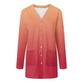 thumbnail image 4 of BOBOGOJP Women's Open Front Cardigan Shirt with Pockets Long Sleeve Lightweight Coat Watermelon Red for Size M, 4 of 7
