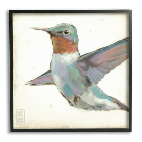 Stupell Industries Hummingbird in Flight Animals & Insects Painting Black Framed Art Print Wall Art, 12 x 12