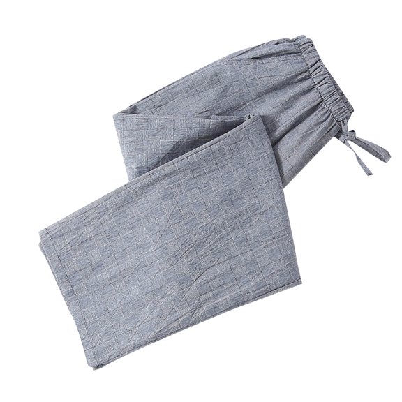 PIWHJQK Men Cotton Pajama Pants Straight Leg Pant Men's Washed Cotton Plaid Loungewear Pants Relaxed Drawstring Men Sleepwear