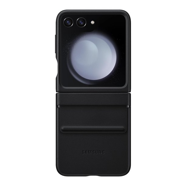 Funda de piel ecológica con solapa para SAMSUNG Galaxy Z Flip5, color negro