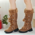 thumbnail image 4 of hopeusnice Women's Winter Boots Fuzzy Fleece Lined Knee High Snow Boots Warm Plush Lace Up Outdoor Ankle Boots Brown 35, 4 of 7