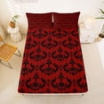 thumbnail image 5 of jejeloiu Bold Damask King Sheets,Gothic Floral Bedding For Adults,Red Black,4pcs,1 Flat Sheet, 1 Fitted Sheet and 2 Pillowcases, 5 of 6