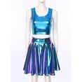 thumbnail image 2 of Zaldita Women Alien Costume Metallic Crop Tank Top Pleated Skirt with Headband Rave Outfit Halloween Blue A XL, 2 of 6