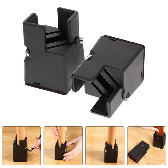 ETHZZLE 4pcs Bed Risers Adjustable Frame Riser Black Heavy Duty ABS For Homeowners