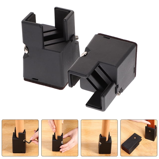 ETHZZLE 4pcs Bed Risers Adjustable Frame Riser Black Heavy Duty ABS For Homeowners