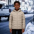 thumbnail image 4 of XIMIN Kids Boys Quilted Lined Hooded Puffer Jacket Quilted Winter Windproof Long Sleeve Padded Down Coat Water-Resistant Full Zip Bubble Jackets Warm Outerwear, 4 of 8