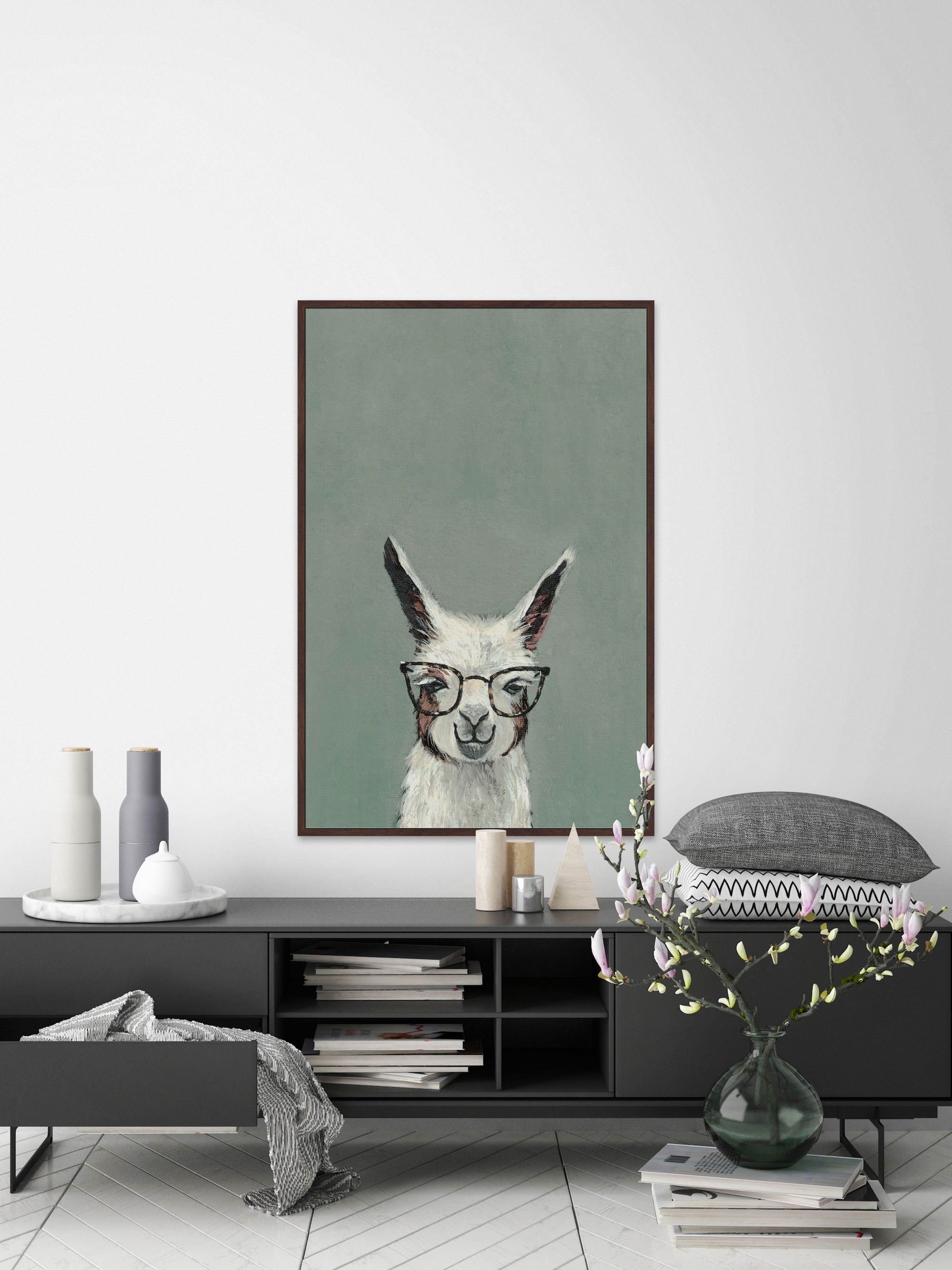 Jolly Llama II Floater Framed Painting Print on Canvas