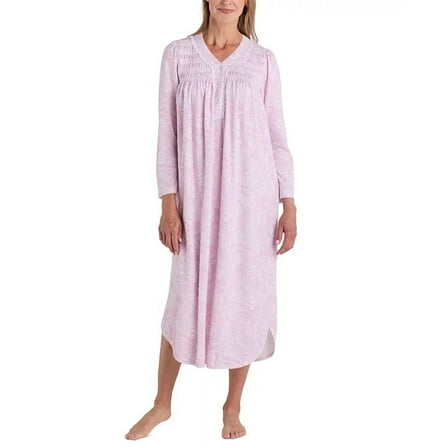 Miss Elaine PINK/PAISLEY Women's Paisley-Print Lace-Trim Nightgown, US Small