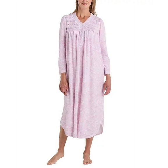Miss Elaine PINK/PAISLEY Women's Paisley-Print Lace-Trim Nightgown, US Small