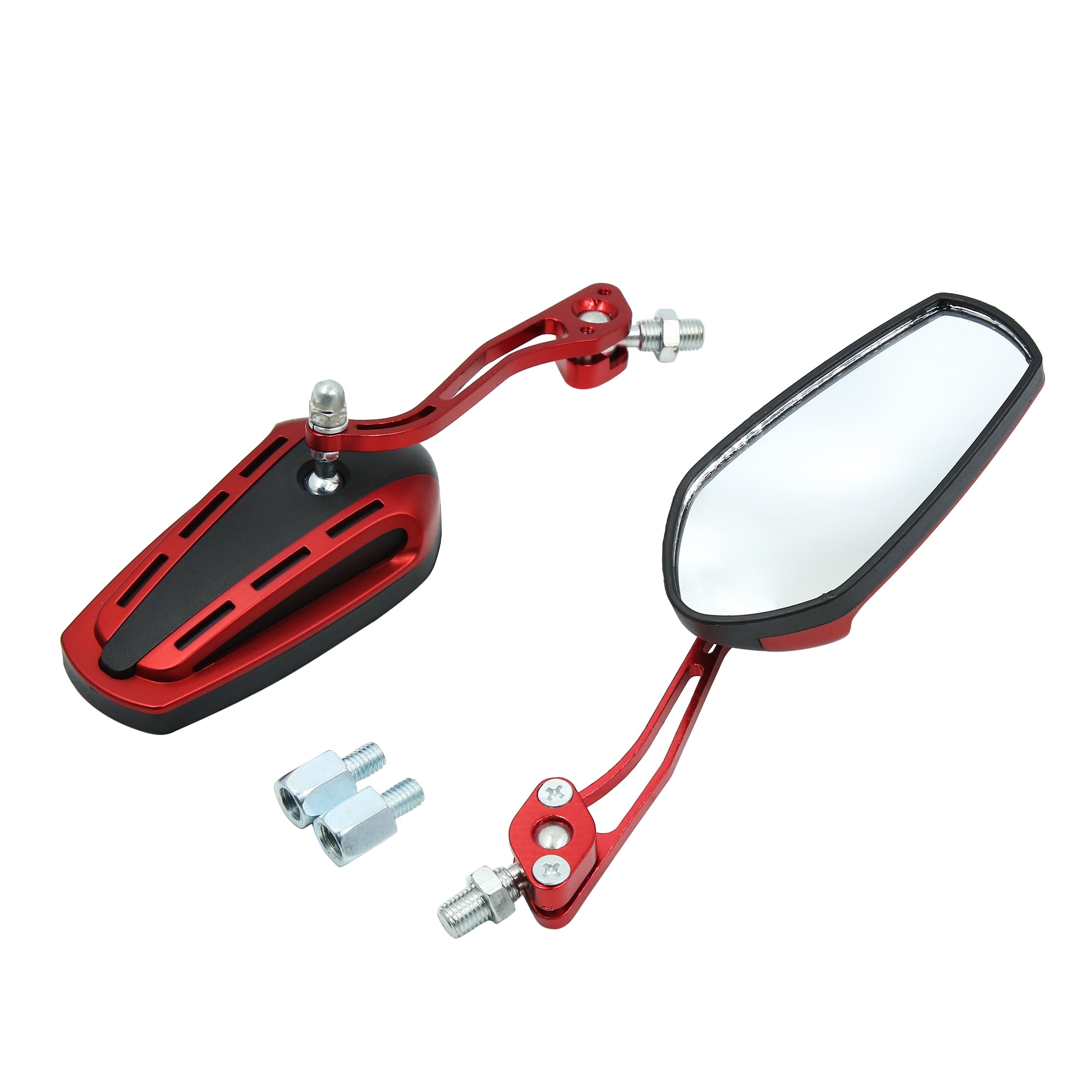 2pcs Universal Red Adjustable Motorcycle Bar End Side Rearview Mirror
