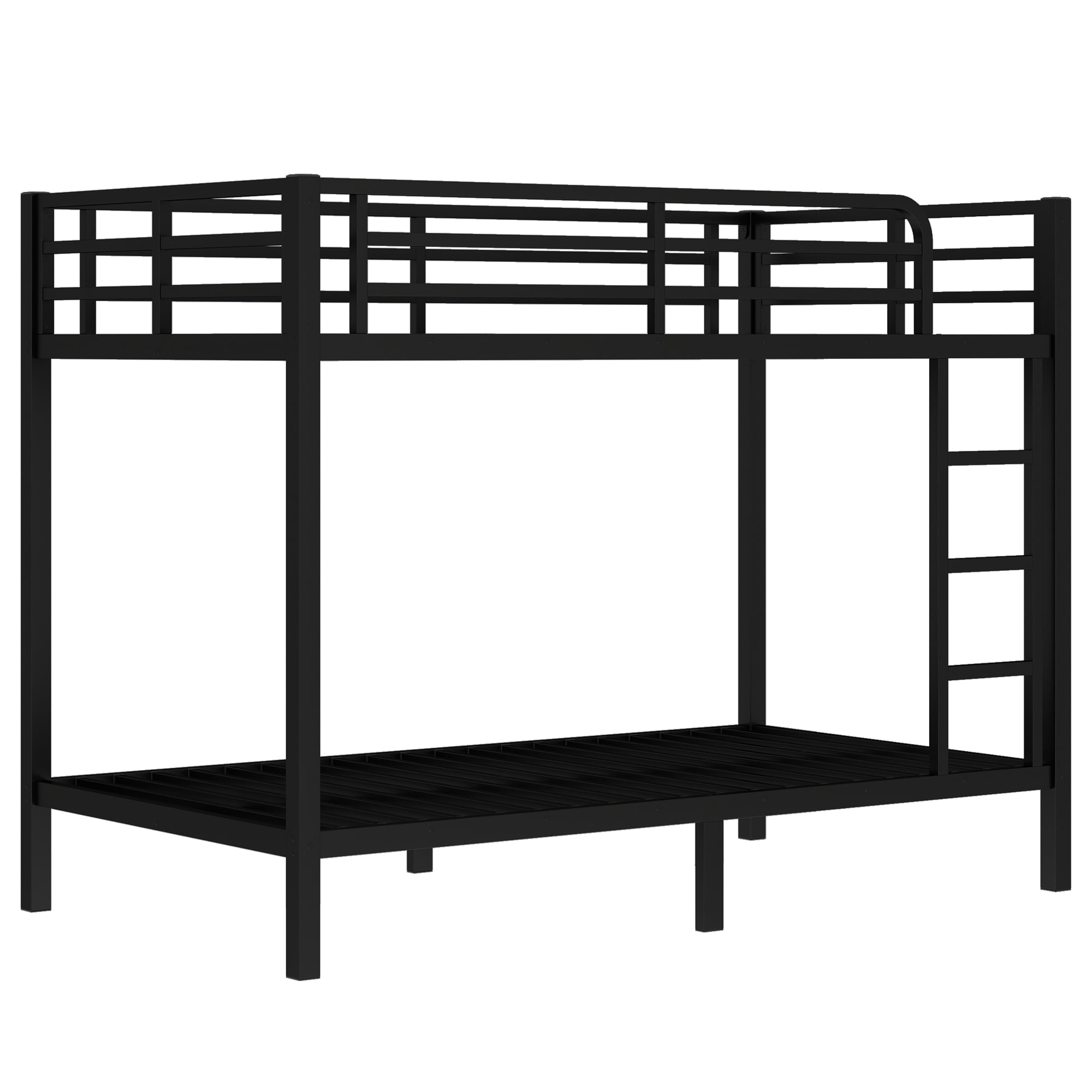 Leumius Twin over Full Bunk Bed for Teens and Adults,Heavy Duty Metal Bed Frame with 2 Side Ladders,Space-Saving/Noise Reduced/No Box Spring Needed,Black
