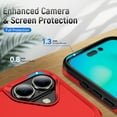 thumbnail image 5 of Dteck 3 in 1 for iPhone 16 Plus Case with Tempered Glass Screen Protector & Camera Lens Cover, Military Grade Protection Full Body Shockproof Rugged Protective Cover for iPhone 16 Plus,Red Black, 5 of 6