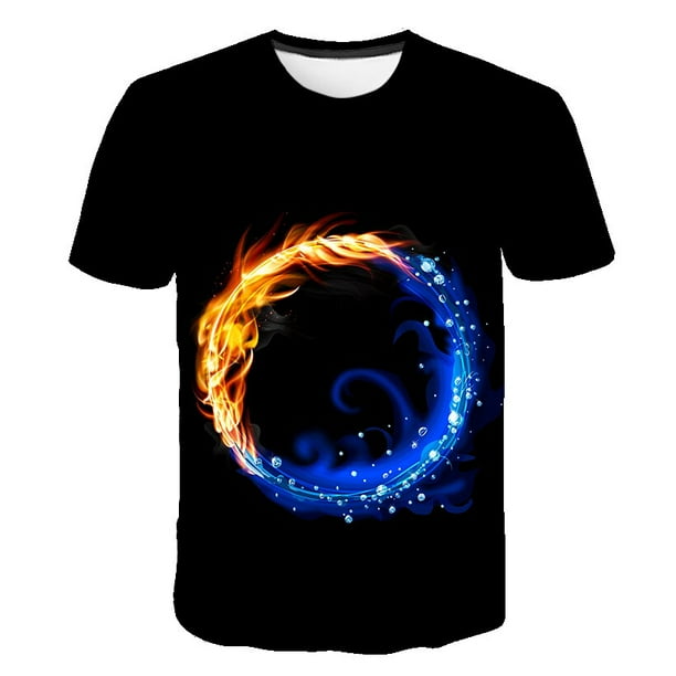 2023 Flame camisetas ropa verano nuevos niños Casual camisetas sueltas ropa niños y niñas camisetas de manga corta camisetas disfraces 4T Gao Jinjia LED