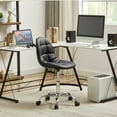 thumbnail image 3 of VECELO Home Office Chair, Height Adjustable Armless Computer Desk Chair with Wheels, Modern Ergonomic 360 Degree Swivel PU Leather Task/Vanity Chair, Black, 3 of 10