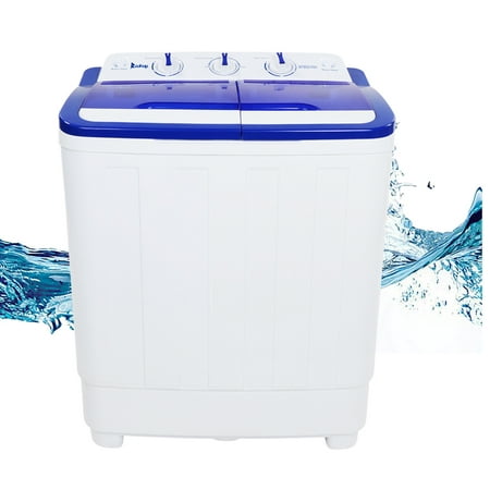 ZOKOP 16.6Lbs Electrical Washer Twin Tub Mini Washing Machine w/Wash 10LBS+Spin 6.6LBS Capacity，White & (Best Washing Machine For The Money 2019)