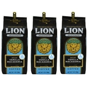 Lion Swiss Water DECAF Coffee, Vanilla Macadamia Flavor, Light Roast, Pre-Ground, 10 Ounce Bag (Pack of Three)