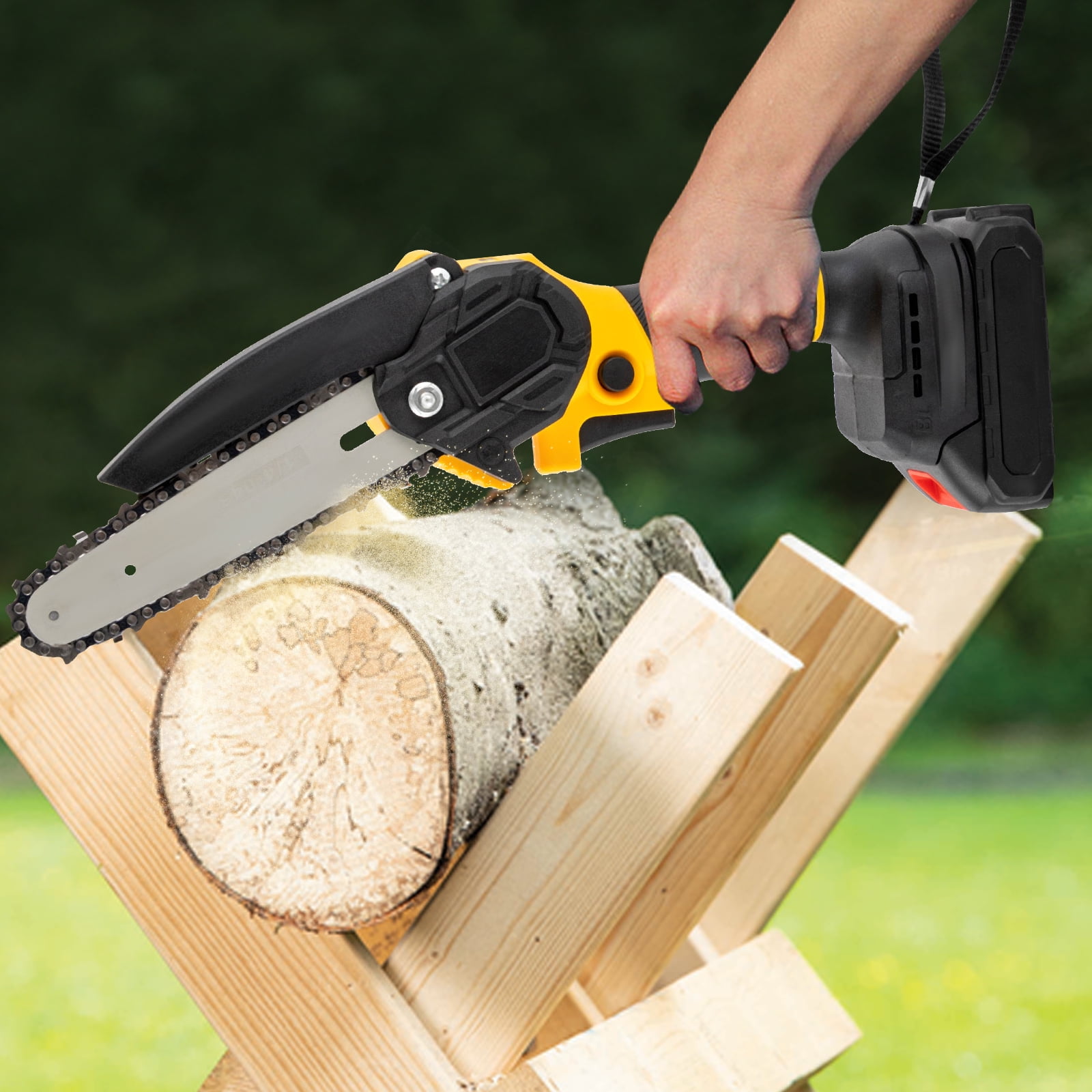 6"Chainsaw, Electric Cordless Chainsaw, Handheld Mini Chainsaw Tree Branches Pruner