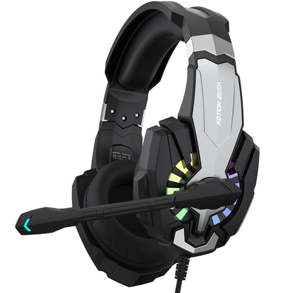 Wired Gaming Headphones with Mic for PS5 PC Xbox, Over-Ear Headphone with RGB Light Headphone for Gaming