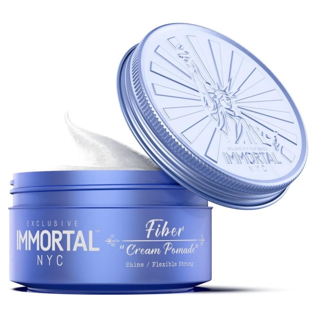 Pomada para el cabello en crema de fibra Immortal NYC - Fijación fuerte flexible - Pomada en crema a base de agua natural de bajo brillo para hombres - Sin residuos para todo tipo de cabello