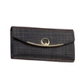 thumbnail image 1 of Cartera de cuero Qarigey para mujer con botón a presión y bolsillo con cremallera Negro, 1 of 6