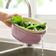 thumbnail image 4 of Kitchen Colander Bowl Set, Household Plastic Cleaning Bowl and Strainer, Detachable Drain Basin and Fruit and Vegetable Cleaning and Washing Mixing Basket, 2-in-1 Design Easy Storage, Purple, 4 of 7