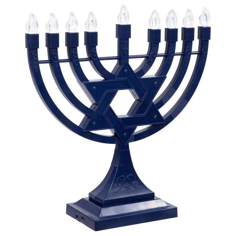 Northlight Battery LED Star of David Menorah, 11.75" Blue photo 5