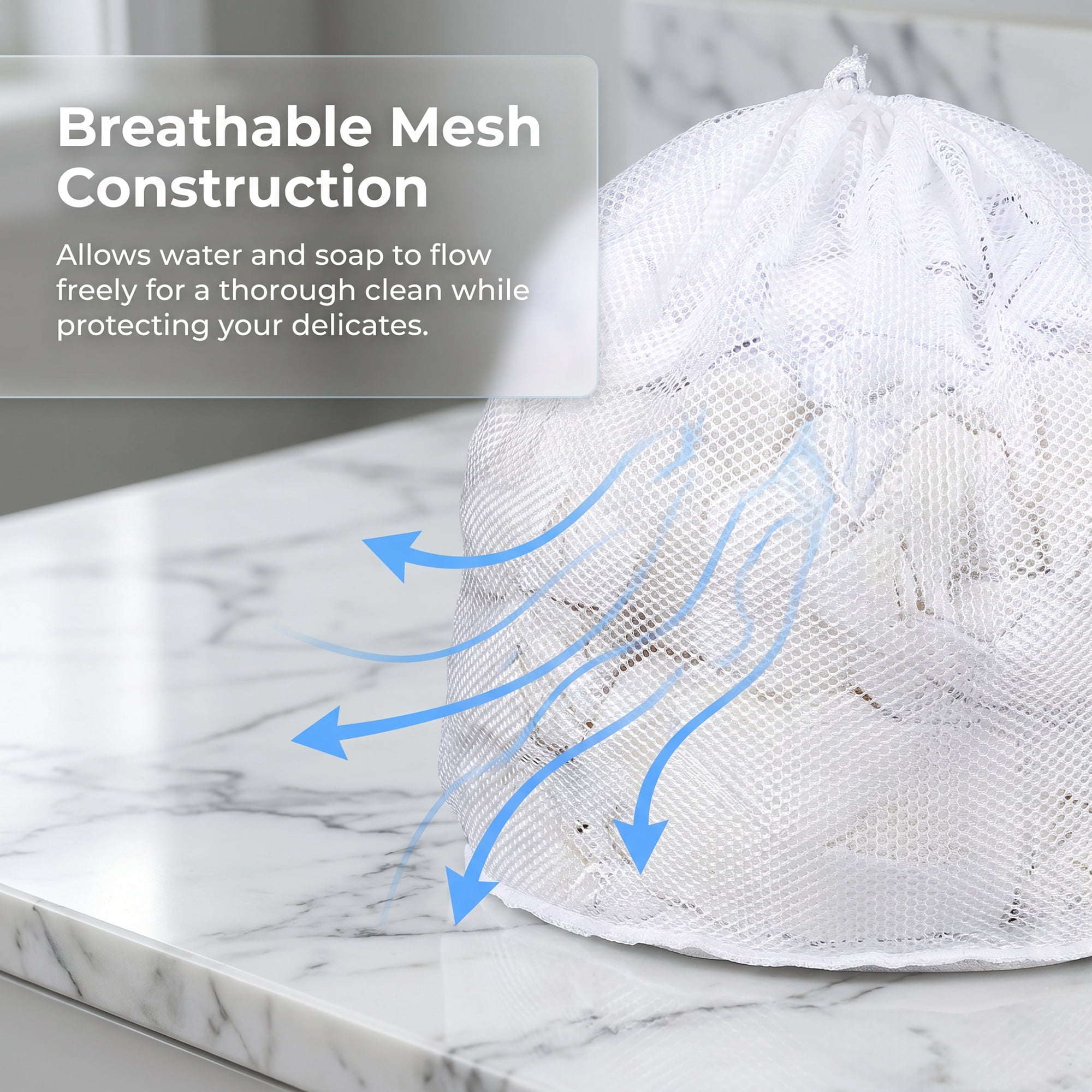 Unique Bargains 2 Pack Nylon Mesh Laundry Bags with Drawstring Closure for Socks White 9.8"x11.8"