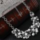thumbnail image 1 of Gargantilla de lujo Farfi para mujer, collar de cadena corta con huecos y hojas de perlas sintéticas, joyería, plata, 1 of 5