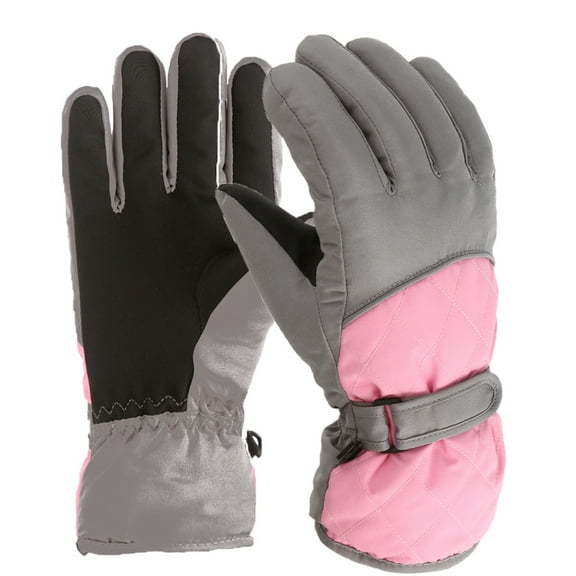 Boys Girls Winter Gloves Solid Color Cute Printed Winter Warm Waterproof Windproof Snow Ski Gloves for Children Snow Gloves 11-16 Years