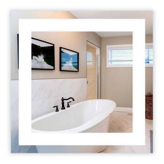 LED Front-Lighted Bathroom Vanity Mirror: 24" wide x 24" tall - Commercial Grade - Square - Wall-Mounted