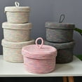 thumbnail image 3 of Storage Basket Hand-woven Convenient Small Size  Snacks Debris Desktop Basket with Lid for Snacks, 3 of 10