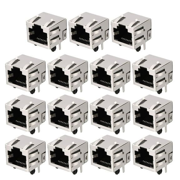 Unique Bargains 15Pcs 8 Positions RJ45 8P8C Modular Network PCB Jacks Sockets 18mm Long
