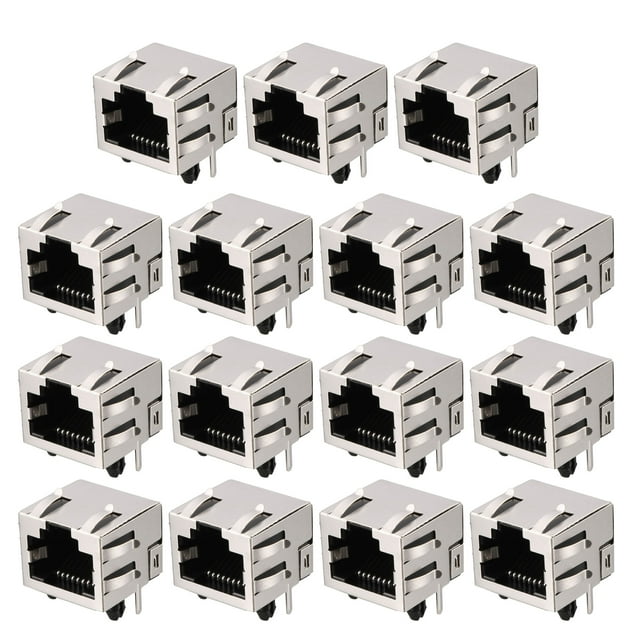 Unique Bargains 15 Pcs 8 Positions RJ45 8P8C Connecteurs Modulaires en PCB 18mm de Long