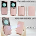 thumbnail image 5 of ELEHOLD Magnetic Wallet Case for Samsung Galaxy Z Flip 5, Wireless Charging Compatible, Premium Faux Leather  Deatachable Card Slots Non-Slip Shockproof Wallet Case ,Rosegold, 5 of 11
