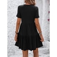 thumbnail image 4 of Mengpipi Womens Casual Short Sleeve Tiered Babydoll Dress Summer Loose Flowy Mini Dress S-XXL, 4 of 5