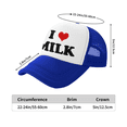 thumbnail image 3 of I Heart Milk Love Food Funny Trucker Hat Mesh Cap Unisex Blue, 3 of 5