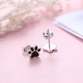 thumbnail image 5 of Black Puppy Dog Cat Pet Paw Print Stud Earrings 925 Sterling Silver for Women, 5 of 5