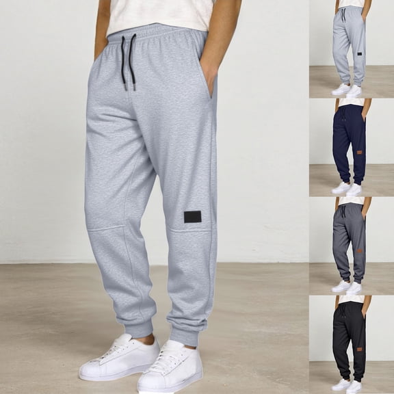 Fleece Lined Winter Pants For Men Drawstring Athletic Joggers With Pockets Active Running Workout Sweatpants Light Gray S