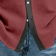 thumbnail image 5 of Yusimy Men's Waffle Knit Long Sleeve Shirt Button-Down Collar Front-Closure Fashionable Casual Shirt, 5 of 6