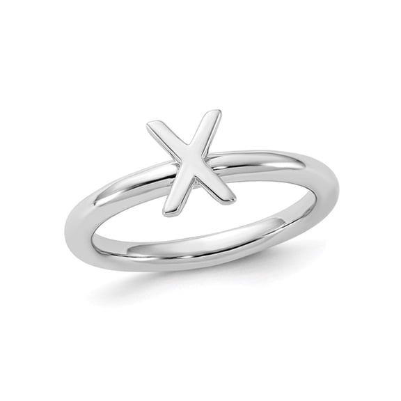 Gem & Harmony Sterling Silver Rhodium-Plated Polished  X  Ring for Women