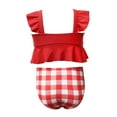 thumbnail image 4 of uublik Swimsuit for Toddler Girl Summer Small Ruffle Solid Color Plaid Split Swimsuit, Sizes 2M-12, 4 of 5