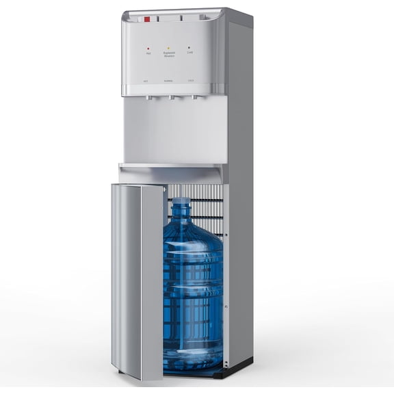 Bottom Loading Water Cooler Dispenser for 5 Gallon Bottles,Stainless Steel Water Cooler with 3 Temperature -Hot, Cold & Room,Child Safety Lock,Ideal for Home and Office, Silver
