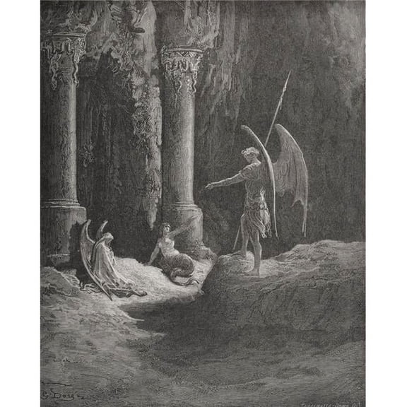 Illustration by Gustave Dore 1832-1883 French Artist & Illustrator for Paradise Lost by John Milton Book II Lines 648 Poster Print - Large - 26 x 32