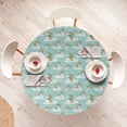 thumbnail image 4 of Ambesonne Cartoon Fitted Round Tablecloth, Harp in Sky Print Clouds, 56"- 60" Diameter, Earth Yellow Seafoam, 4 of 5