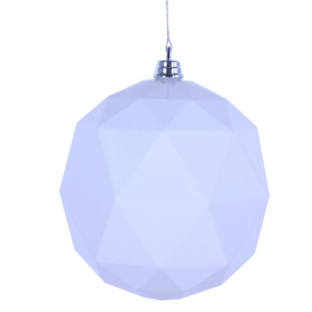 8 in. White Shiny Geometric Christmas Ornament Ball